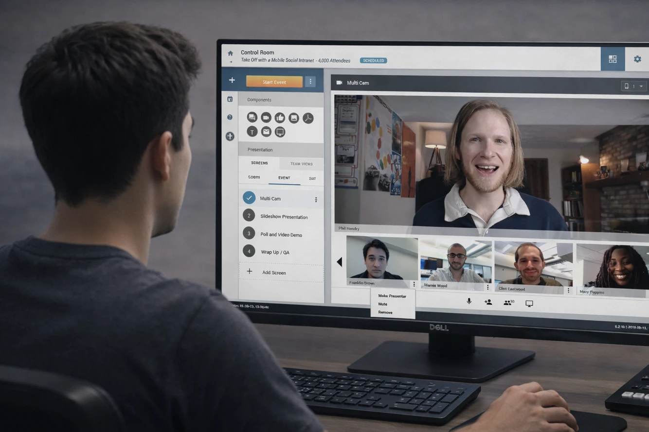 Unified production workspace with role-based live controls